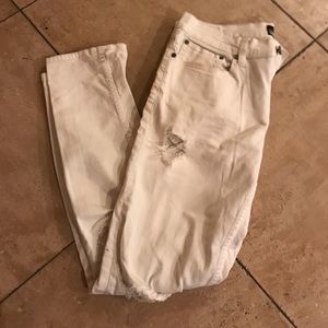 Ripped/Ribbed White Jeans